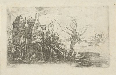 Huis aan een rivier door Jan de Hoey