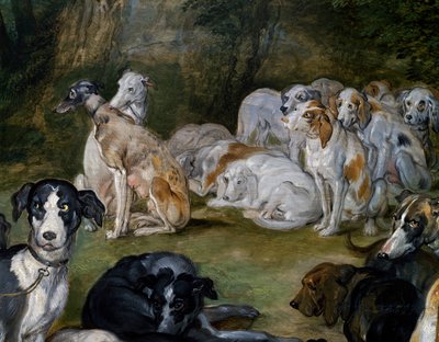 Honden (detail) door Jan the Elder Brueghel