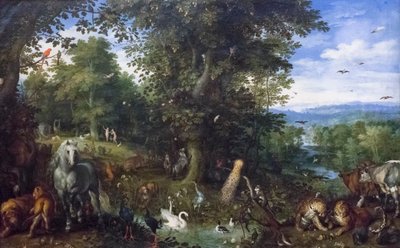 Aards paradijs met de erfzonde door Jan the Elder Brueghel