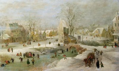 Winterscène in Nederland door Jan the Elder Brueghel