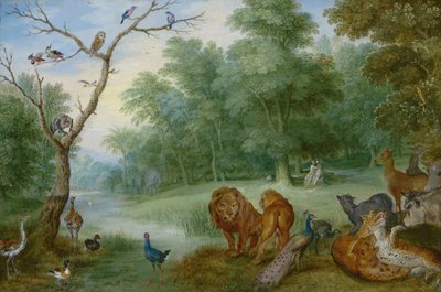 Paradijs met de zondeval door Jan Brueghel the Younger