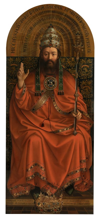 God Almachtig (olieverf op doek) door Jan van (after) Eyck