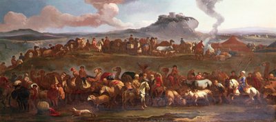 Een Turkse Karavaan in een Landschap door Jan van (attr. to) Huchtenburgh