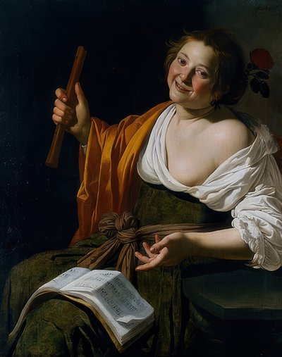 Meisje met fluit door Jan van Bijlert