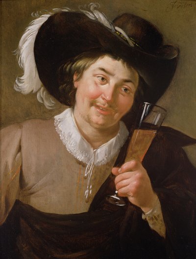 Portret van een man met een wijnglas door Jan van Bijlert or Bylert