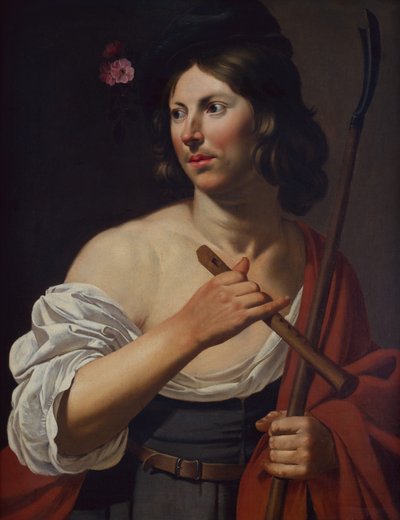Herderjongen met een herdersstaf en een fluit door Jan van Bijlert or Bylert