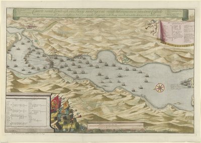Zeeslag in de baai bij Vigo en de verovering van de Spaanse zilvervloot, 1702 door Jan van Call (I)