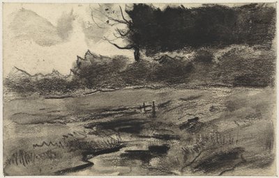 Landschap met bosrand en water door Jan van Essen
