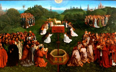 Aanbidding van het Lam uit het Lam Gods van het Lam Gods van Gent door Jan van Eyck