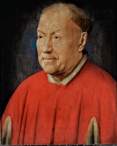 Kardinaal Niccolo Albergati, pauselijk gezant in de Spaanse Nederlanden ... (olieverf op eikenhout) door Jan van Eyck