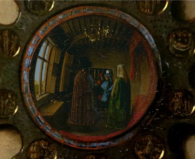Detail uit het Portret van Giovanni Arnolfini en zijn vrouw door Jan van Eyck