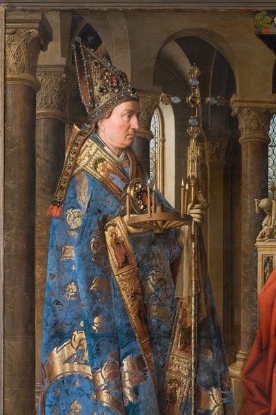 Detail van de Maagd en Kind met kanunnik Joris van der Paele door Jan van Eyck