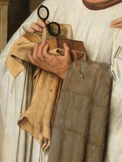 Detail van de Maagd en Kind met Canon Joris van der Paele door Jan van Eyck