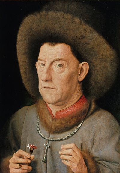 Portret van een Man met anjer en de Orde van Sint Antonius door Jan van Eyck