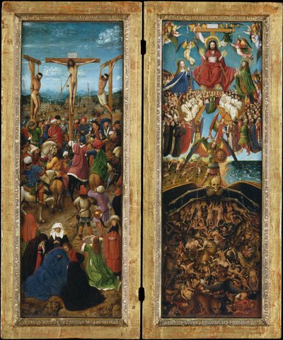 De kruisiging; Het laatste oordeel, c.1440-41 door Jan van Eyck