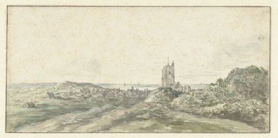 Gezicht op Egmond aan Zee door Jan van Goyen (possibly)
