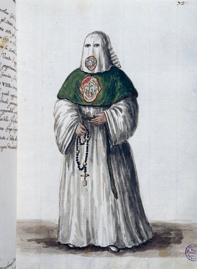 Broederschap van de suffragie van Christus, opgericht in de Kerk van San Giovanni in Oleo in Venetië, samengevoegd met de Broederschap van San Rocco in Rome in 1621, Deel II f 72, door Giovanni di Grevembroch door Jan van Grevenbroeck