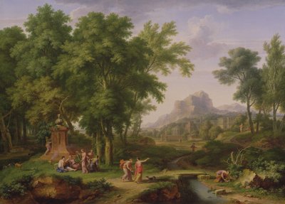Arcadisch landschap met een buste van Flora, 1724-25 door Jan van Huysum