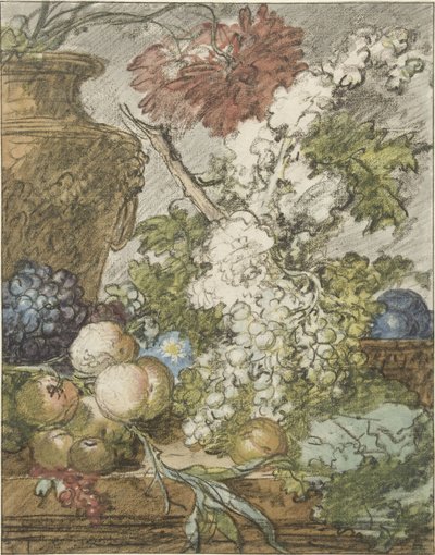 Schets voor een vruchten- en bloemenstuk door Jan van Huysum