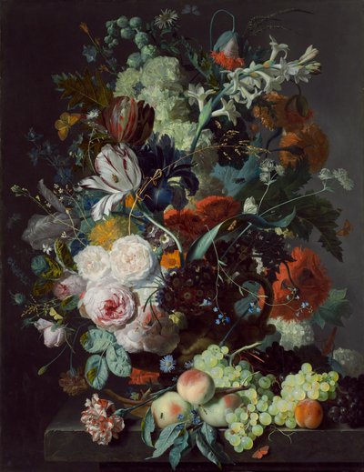 Stilleven met bloemen en fruit, ca. 1715 door Jan van Huysum