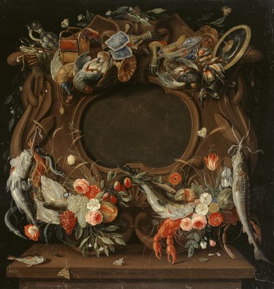 Medaillon met een allegorische afbeelding van de vier elementen door Jan van Kessel the Elder