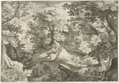 Landschap met Apollo en Daphne door Jan van Londerseel