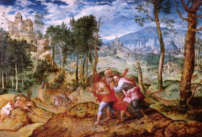 Christus op de weg naar Emmaüs door Jan van Mastel