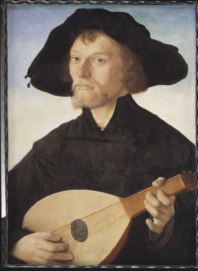 Portret van een luitspeler door Jan van Scorel