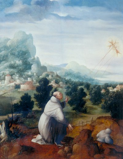 St. Franciscus van Assisi ontvangt de stigmata door Jan van Scorel
