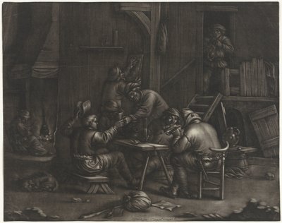 Herberg met drinkende mannen door Jan van Somer