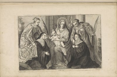 Maria met het Christuskind, de H. Lucia, de H. Catharina van Alexandrië en twee stichters door Jan van Troyen
