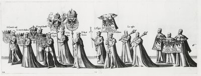 Keizerlijke wapens bij de begrafenisstoet van keizer Karel V, 1559 door Jan van and Doetechum Doetechum the elder