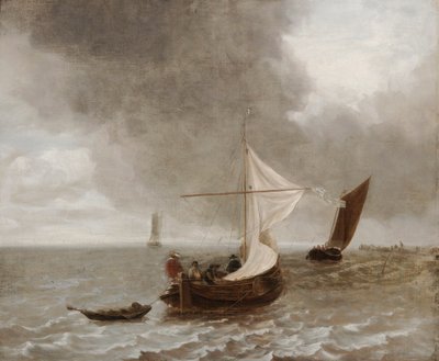 Zeilboten in een briesje door Jan van de Cappelle