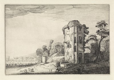 Herder bij een toren met een waterput door Jan van de Velde (II)