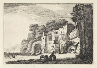 Landschap met de verloren zoon bij de varkens door Jan van de Velde (II)