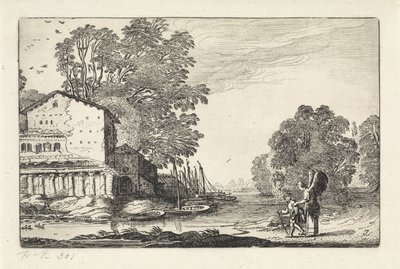 Tobias en de engel in een landschap met een ruïne door Jan van de Velde (II)