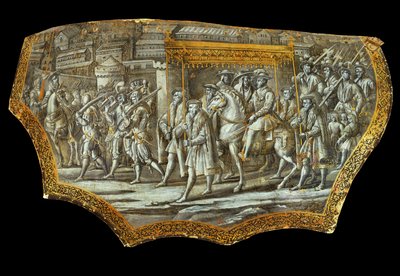 Parade schild naar Giovanni Stradanus: Intocht van Cosimo I ... door Jan van der (1523-1605) Straet