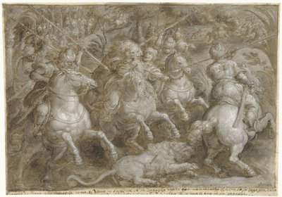 Jacht op Perzische leeuwen (Jachtpartijen, dl. 2) door Jan van der Straet
