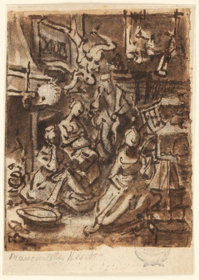 Studie voor een compositie door Jan van der Straet, called Stradanus
