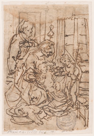 De Heilige Familie en St. Johannes de Doper door Jan van der Straet, called Stradanus