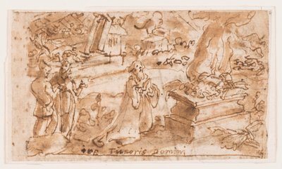 Het Offer van Job, Voorlopig Ontwerp voor "Spiritus Timoris Domini" (De Gave van de Vrees des Heren), plaat 7 in "De Zeven Gaven van de Heilige Geest" prentserie door Jan van der Straet, called Stradanus