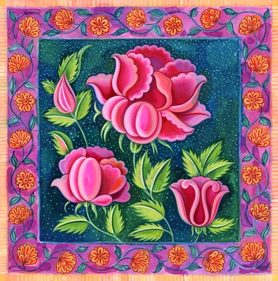 Roze bloemen door Jane Tattersfield