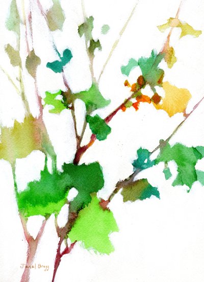 Botanische binnenplaats, ca. 2023 (water op papier) door Janel Bragg