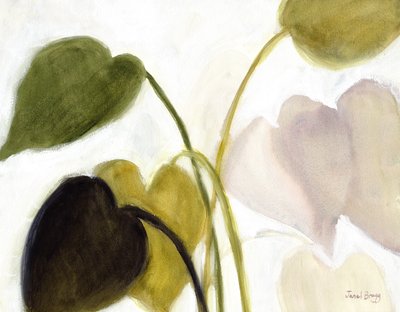 Botanical met Philodendron in Rosey Greens, c.2022 (watermedia op papier) door Janel Bragg