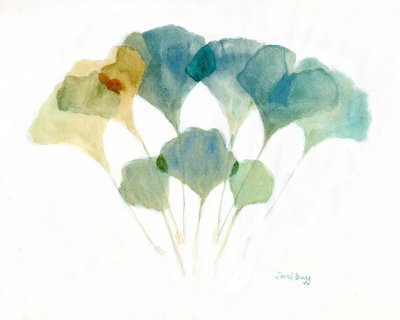 Ginkgo bladeren gelaagd met zachte kleuren, circa 2021 door Janel Bragg