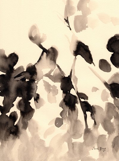 Bladeren Abstract in Inkt II, ca. 2019 door Janel Bragg