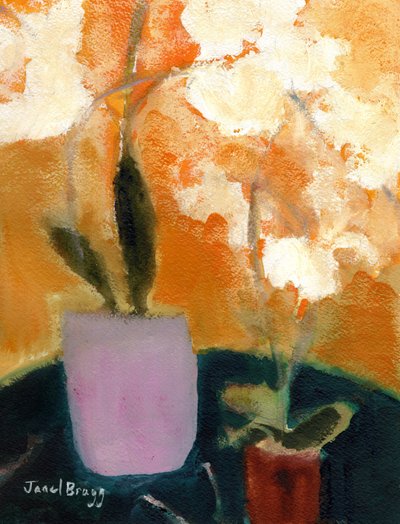 Orchideeën op groene tafel, ca.2021 door Janel Bragg