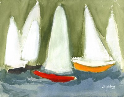 Zeilboten in de Puget Sound, c.2020 door Janel Bragg