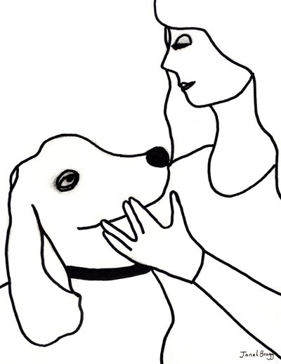 Vincent en Janel in zwarte lijnen, ca. 2024 (marker op papier) door Janel Bragg