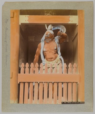 Beeld van Nio in Nikko, Japan (handgekleurde zwart-wit foto) door Japanese Photographer